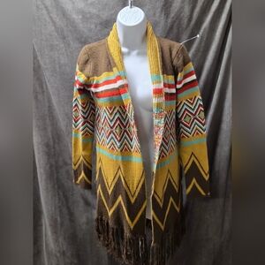 Hot & Delicious Chevron Cardigan with Yellow and Brown Accents